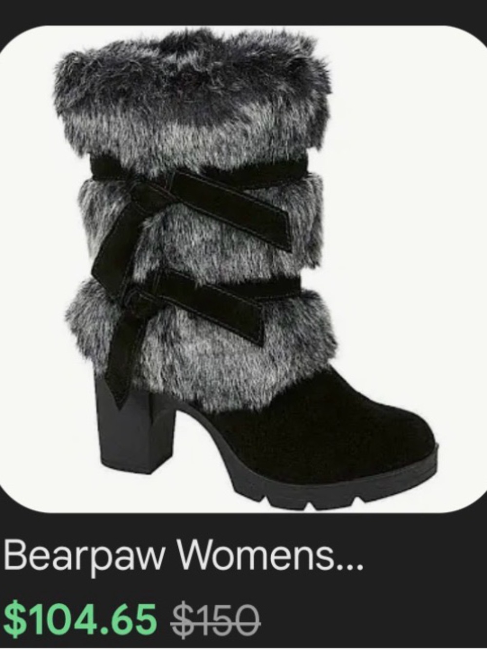 BearPaw Black Fur Heeled Boots #Y2k #2000’s - Picture 4 of 5